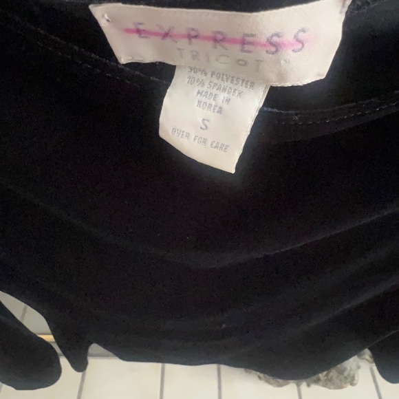 Express, Black Velvet Long Sleeve Small Top - Picture 6 of 7